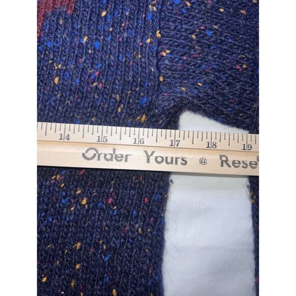 Geometric Rainbow Speckled Navy Blue Wool Sweater - Picture 9 of 15